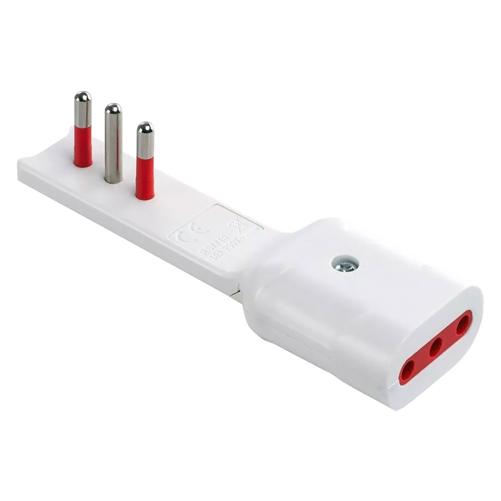 Adattatore ultrapiatto serie ‘emilia flat’ spina e presa 2p + t 10a – bianco Rosi