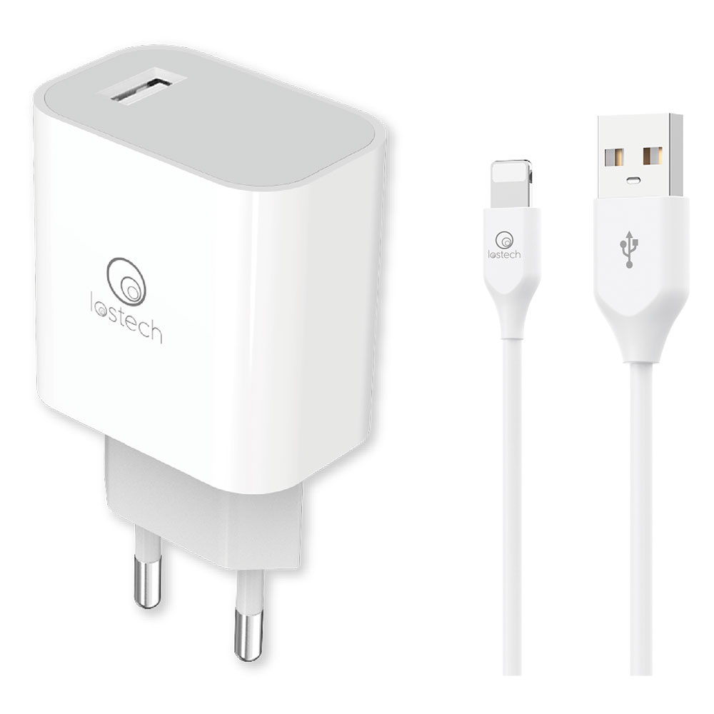 Set di carica da muro a singola usb cavo usb attacco lightning apple (pot.max 18w) Lostech