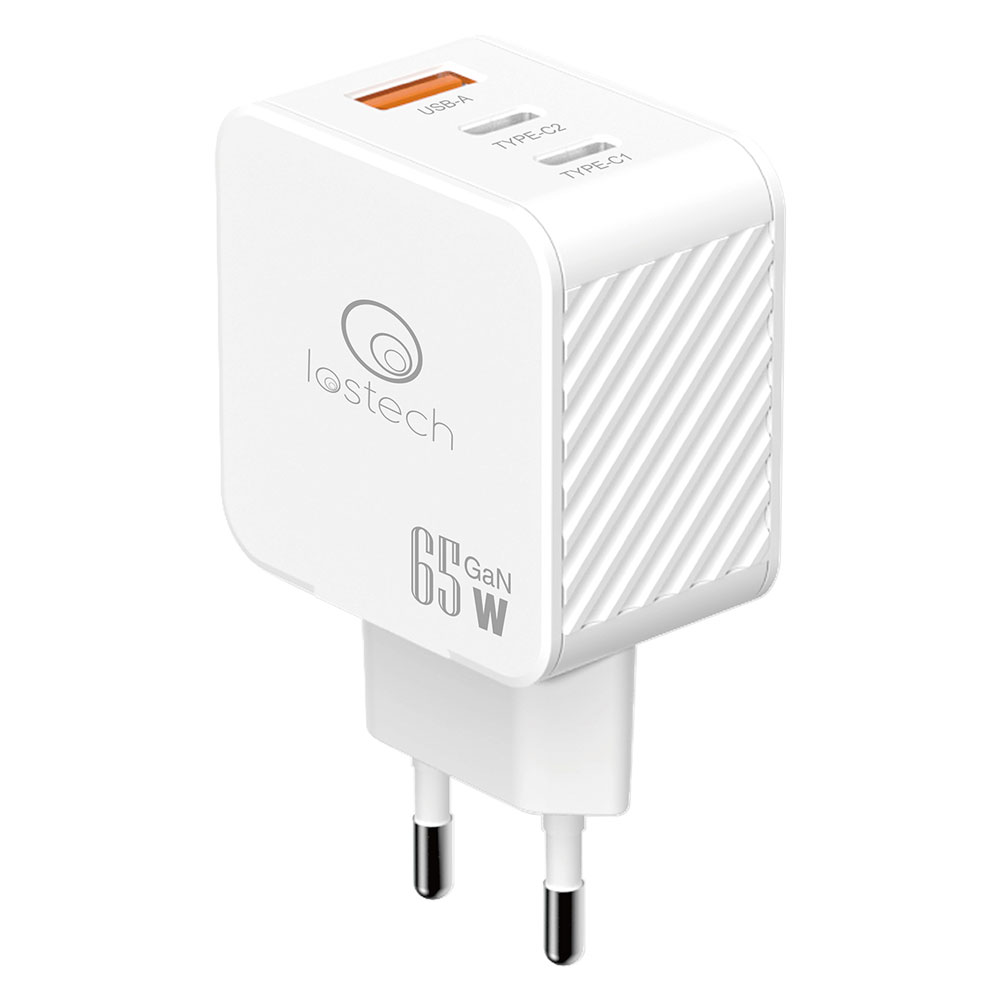Caricabatteria da muro tre uscite carica ultra rapida 65 w Lostech