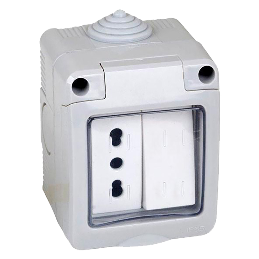 Contenitore esterno interruttore + presa 1 deviatore + presa bivalente 10/16a Faeg