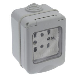 Contenitore esterno prese + schuko 2 prese bivalenti 10/16a + 1 schuko Faeg