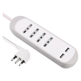 Multipresa bivalente 'gummy' 4 prese bival.10/16a + 2 usb 2,1a - art.62061 Electraline