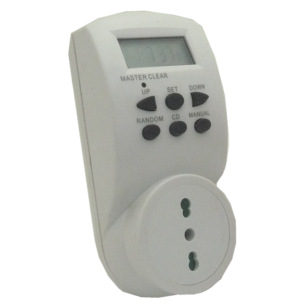 Presa temporizzata digitale ‘giornaliera’ spina + presa 10/16a Proxe