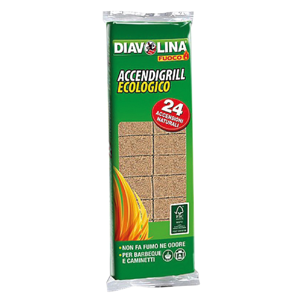 Diavolina ‘accendifuoco/grill ecologica’ 24 cubi – art. 15330 Diavolina