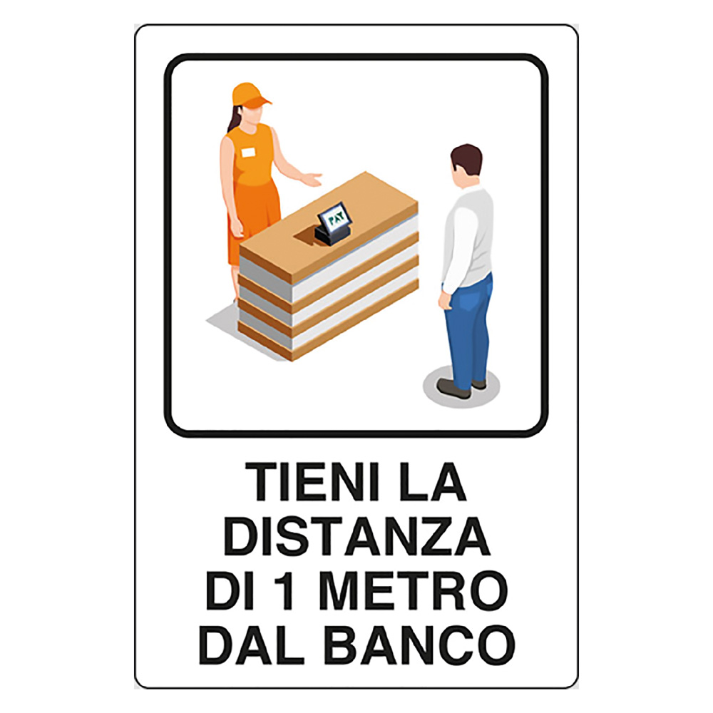 Cartello ‘tieni distanza 1 metro’ cm 20 x 30 – alluminio Senza marca