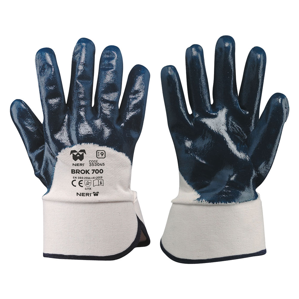 Guanti nbr manichetta tela ‘brok 700’ tg. 10 Neri