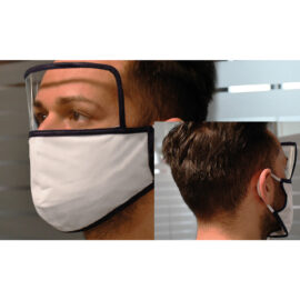 Mascherina igienica protettiva con visiera bianca/blu - cm. 18 x 15 Made in italy