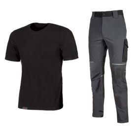 Kit t-shirt + pantalone 'work wear' tg. m (maglia black carbon / pantalone asphalt grey) Upower