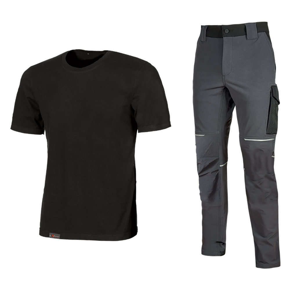 Kit t-shirt + pantalone ‘work wear’ tg. m (maglia black carbon / pantalone asphalt grey) Upower