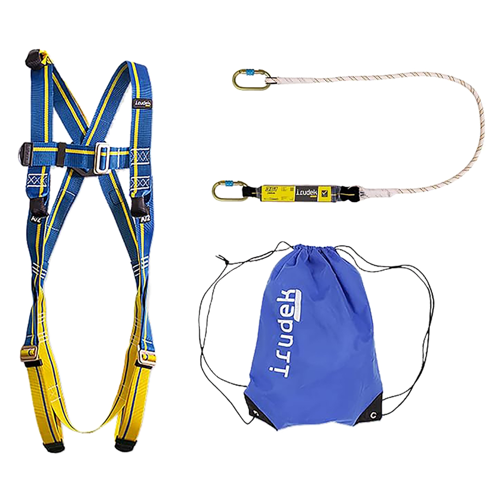 Sistema anticaduta in kit ‘apeninos’ imbracatura dorsale + cordino + connettore Irudek