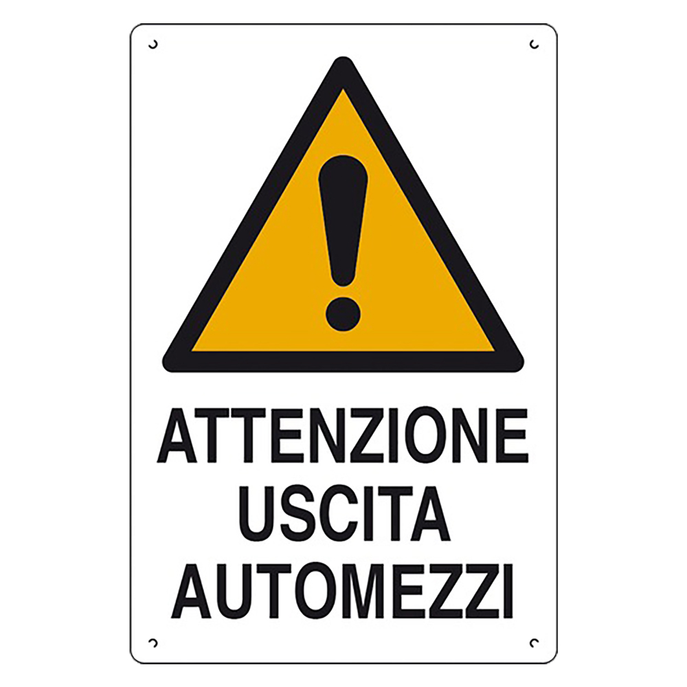 Cartello ‘attenzione uscita automezzi’ cm 40 x 60 Eurosignals