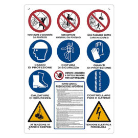 Cartello 12 simboli per cantiere cm 80 x 60 Eurosignals