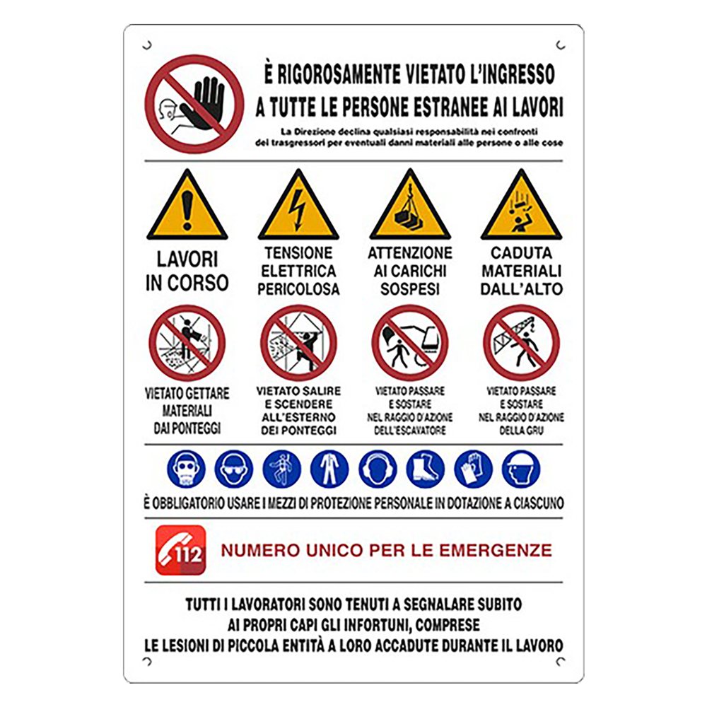 Cartello 20 simboli per cantiere cm 80 x 60 Eurosignals