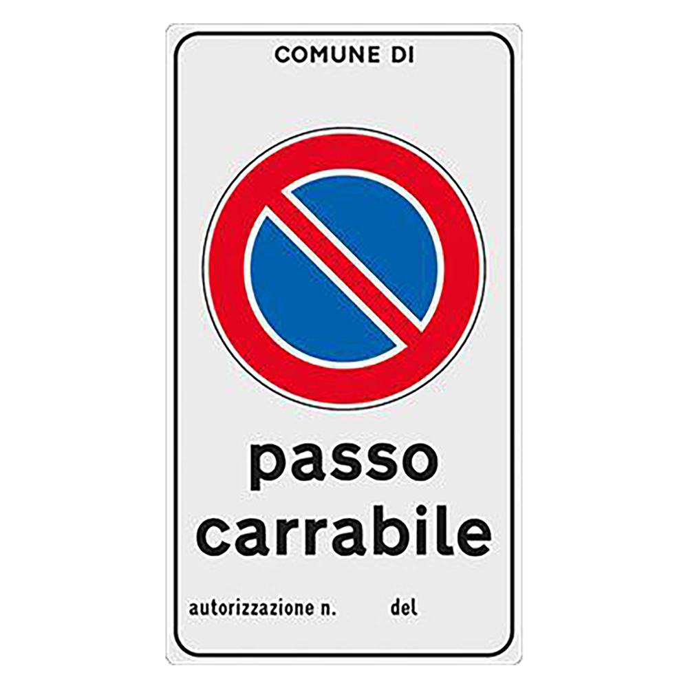 Cartello ‘passo carrabile’ cm 45 x 25 Eurosignals