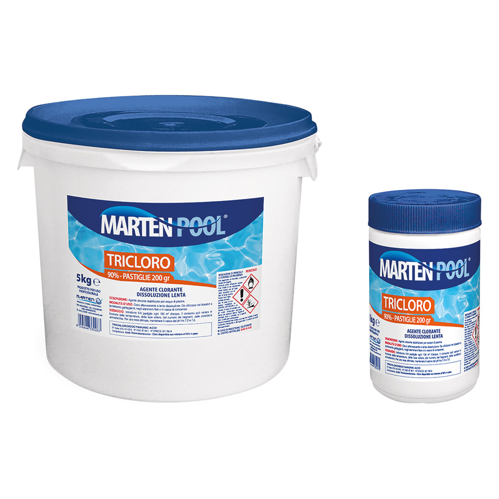Tricloro in pastiglie a lento dissolvimento kg. 5 – pastiglie da 200 grammi Marten