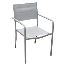 Sedia acciaio con braccioli 'albio' tessuto tortora Lif