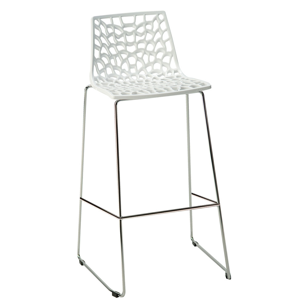 Sedia sgabello in metallo / plastica ‘spider’ seduta bianca Grandsoleil