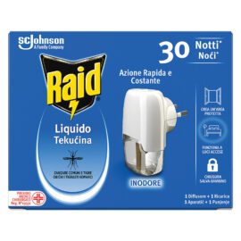 Antizanzare elettrico ad emanazione con 1 ricarica liquida Raid