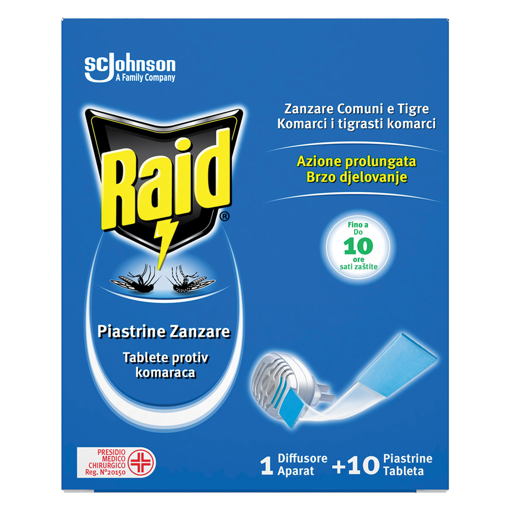Antizanzare elettrico a piastrine ‘base’ con 10 ricariche Raid