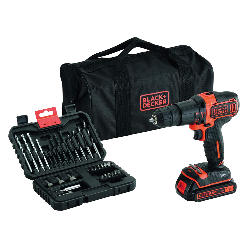Trapano avvitatore a batteria con percussione ‘bdchd18s32-qw’ 18v – 1,5 ah litio Black decker