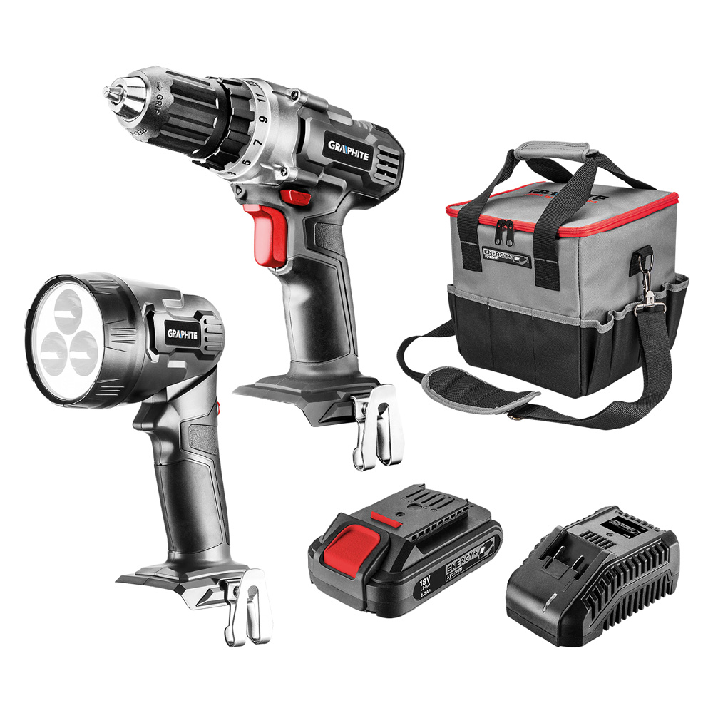 Set trapano avvitatore con accessori ‘energy +’ set 5 pezzi Graphite