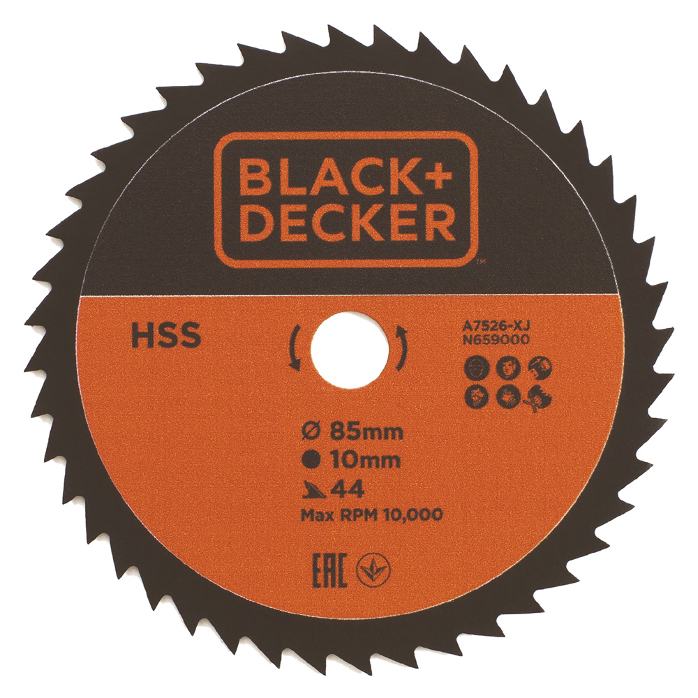 Lama hss per mini sega circolare ø 85 mm foro 10 mm – 44 denti Black decker