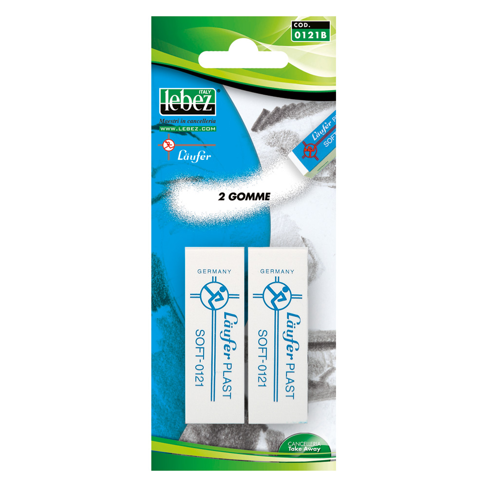 Gomma cancellante in plastica 2 pezzi Lebez
