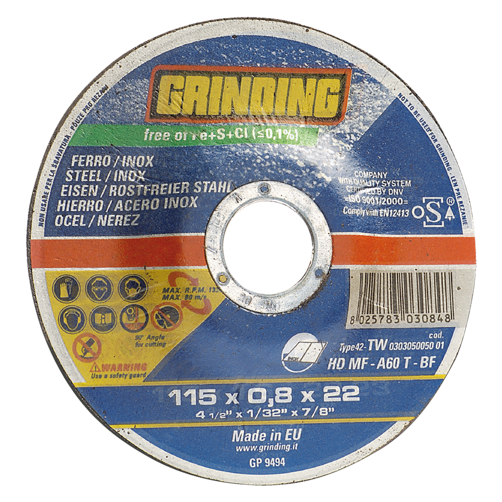 Mola abrasiva per inox ø 115 x 0,8 Grinding