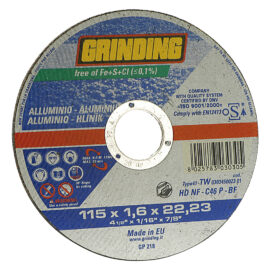 Mola abrasiva per alluminio ø 115 x 1,6 Grinding