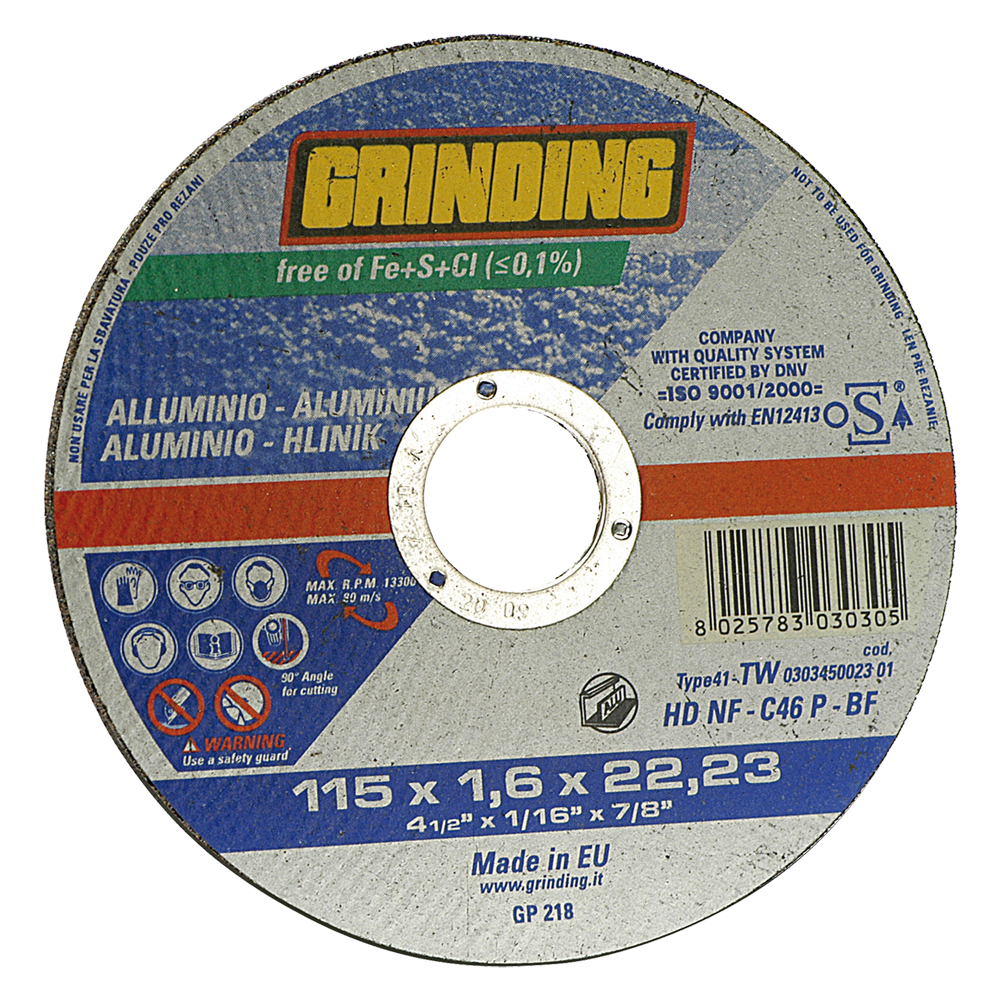 Mola abrasiva per alluminio ø 115 x 1,6 Grinding