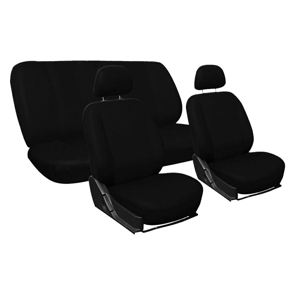 Coprisedile cotone nero set da 9 pezzi – 4 sedili + 5 poggitesta Senza marca