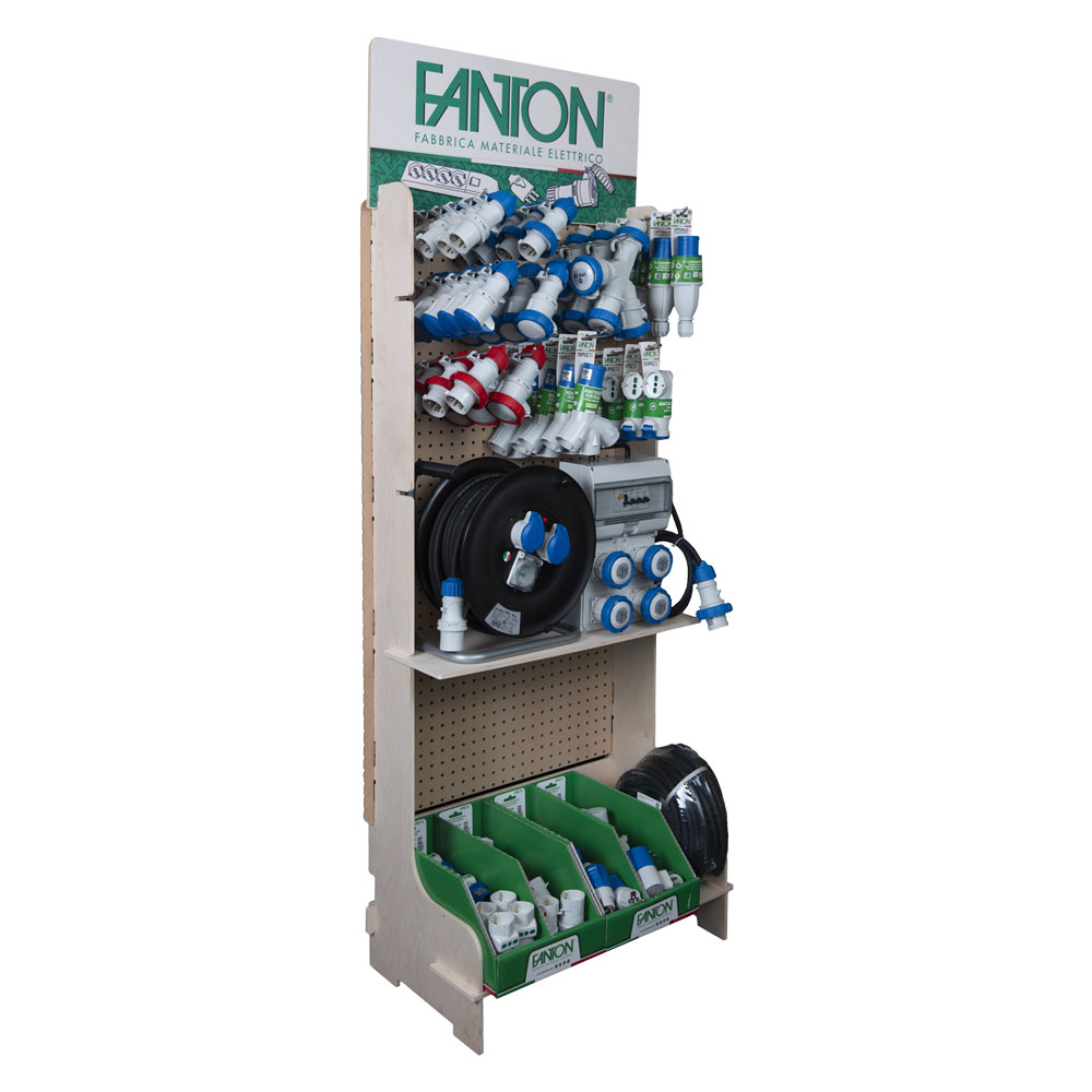 Espositore materiale elettrico civileindustriale 112 pezzi misti Fanton