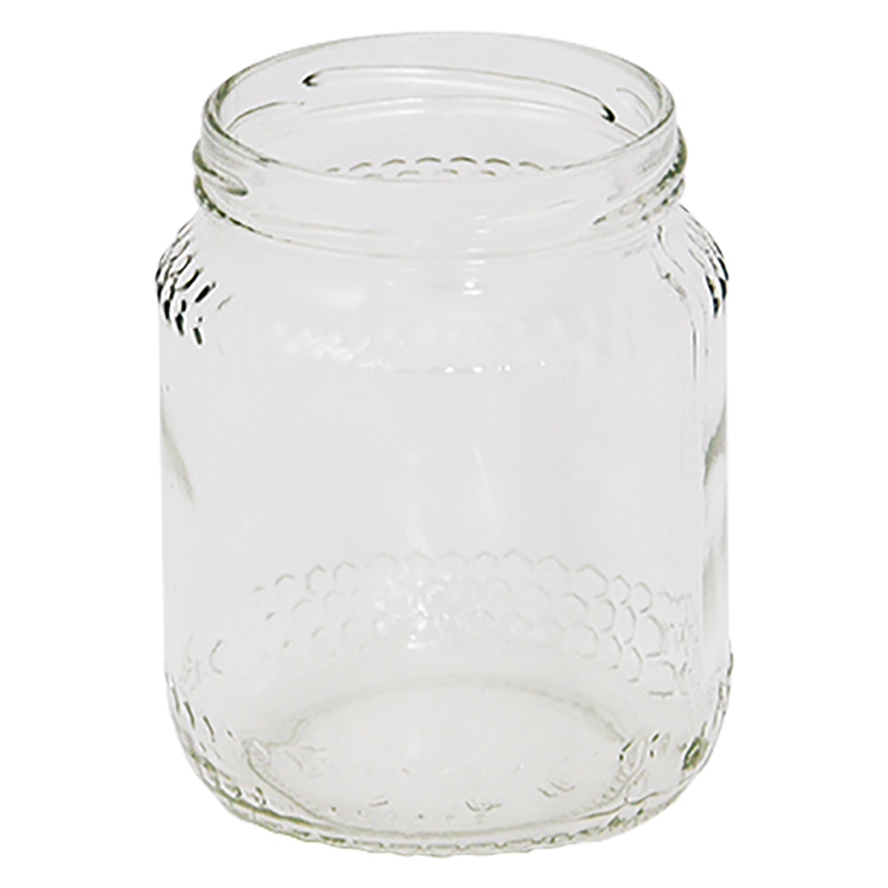 Vaso vetro ‘boccaccio’ per alimenti tipo ‘miele’ 390 ml – imbocc. Ø 70 mm Senza marca