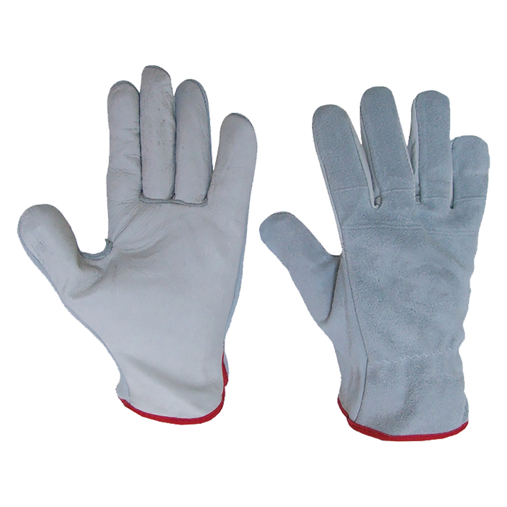 Guanti palmo pelle dorso crosta tg. 9 Senza marca