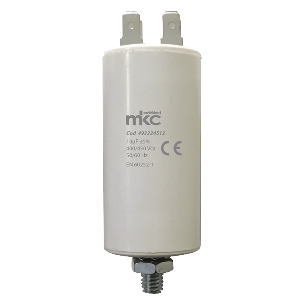 Condensatore di spunto con vite terminale faston 10 uf – 400 / 450 v Melchioni