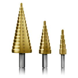 Fresa conica a gradini hss in set 3 pezzi Uniko