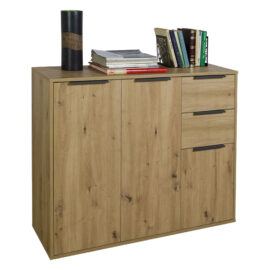 Mobile multiuso tre ante + due cassetti linea 'espresso' cm.106 x 35,4 x h. 86,9 - rovere artisan Composad