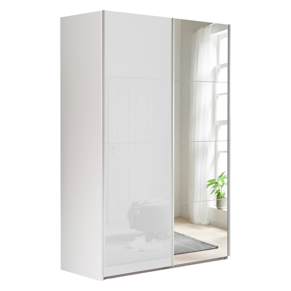 Armadio scorrevole con anta a specchio linea ‘systema’ cm. 150 x 67 x h.222 – bianco + bianco laccato Composad