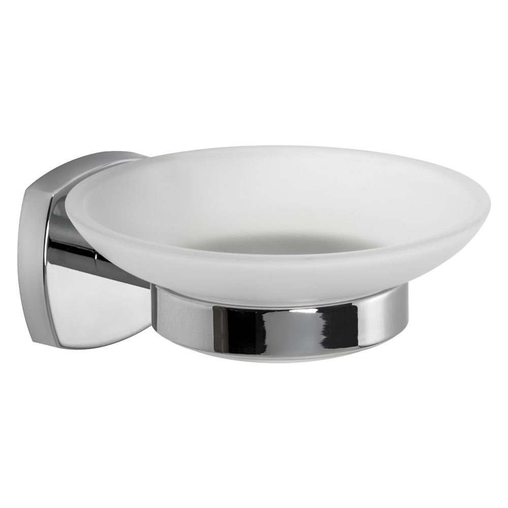 Porta sapone serie ‘starter’ leghe metalliche – vetro opaco Metaform