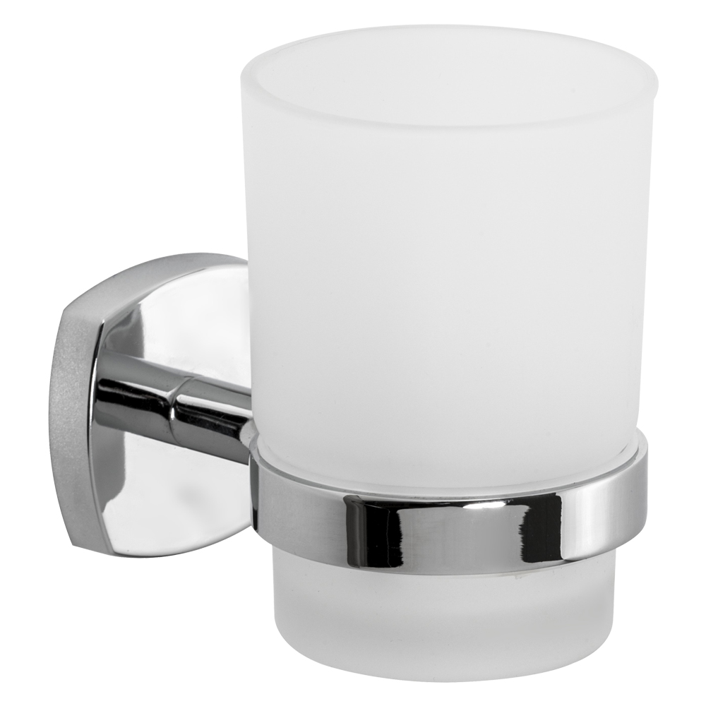 Porta spazzolini serie ‘starter’ leghe metalliche – vetro opaco Metaform