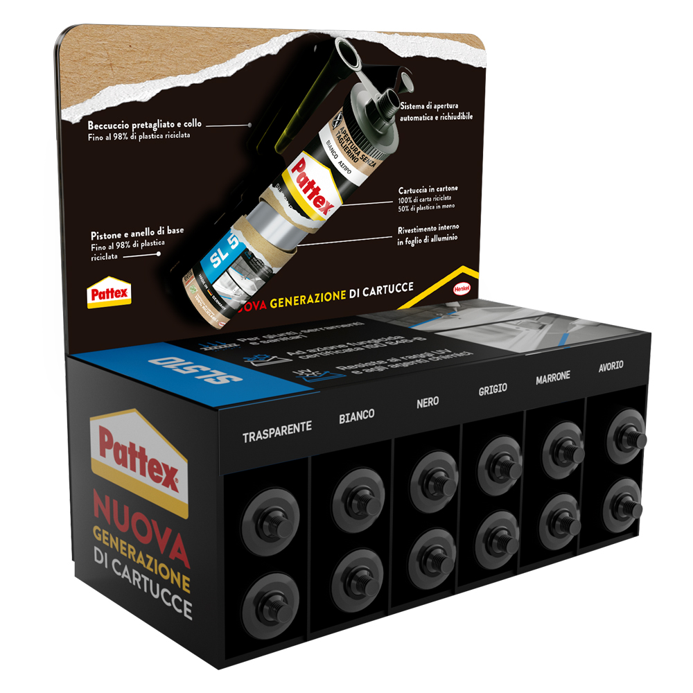 Espositore silicone acetico multiuso ‘sl 510’ mix 12 pz da gr 280 Pattex