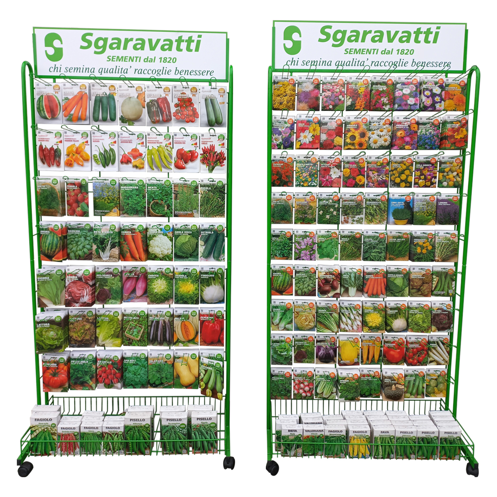 Espositore verticale in metallo per bustine semi 49 ganci Sgaravatti