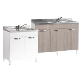 Mobile sottolavello per cucine componibili l.120 x p.50 x h.85. - 3 ante - col. bianco Linea azzurra