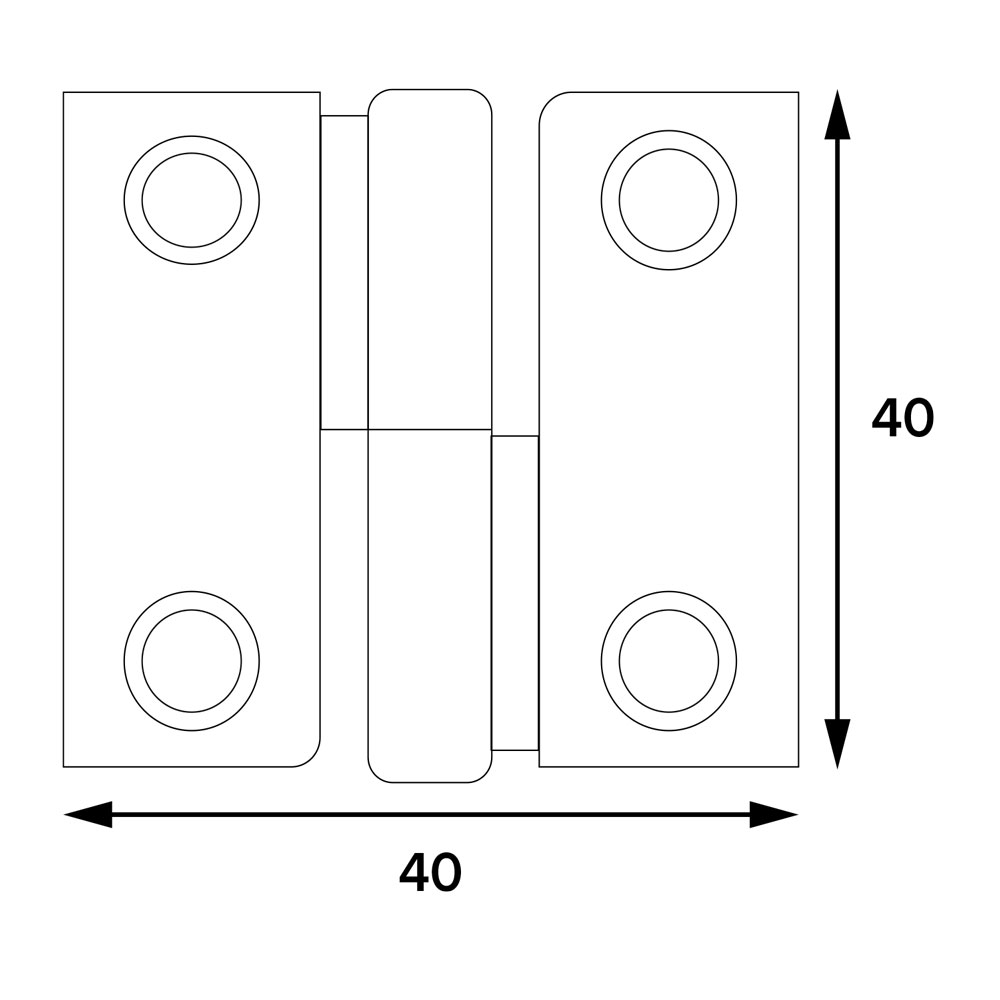 Cerniere paumelles mm. 40 – pz.2 ottonata dx Blister koncreto