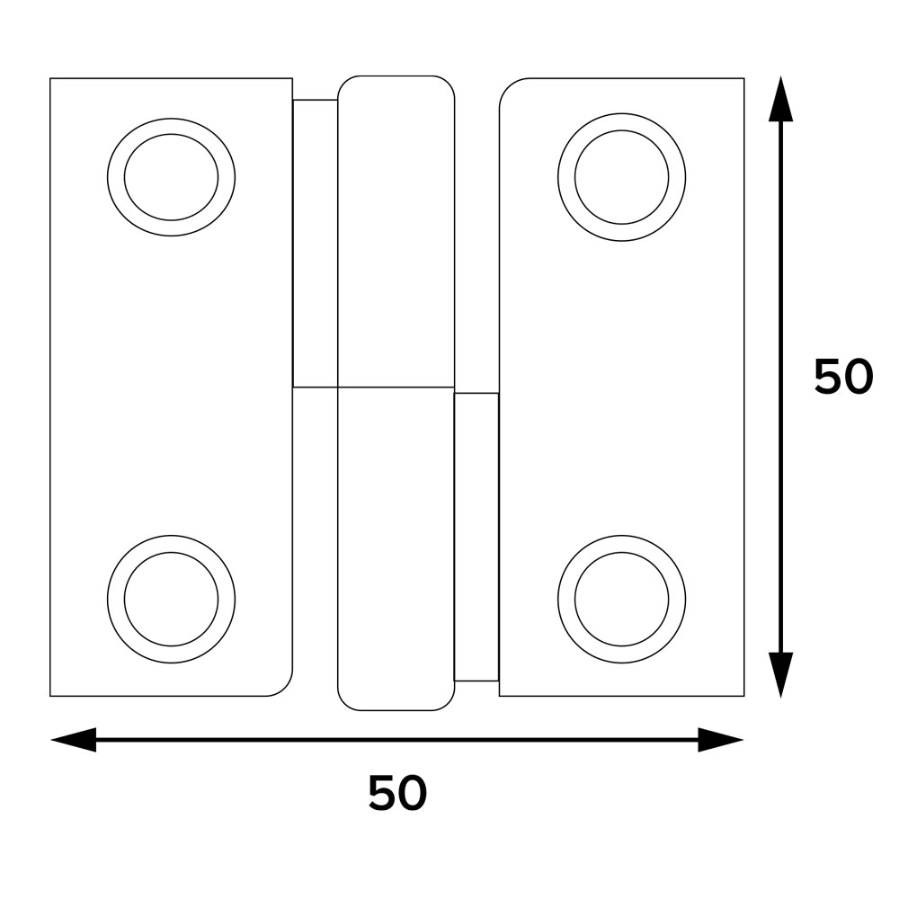 Cerniere paumelles mm. 50 – pz.2 ottonata dx Blister koncreto