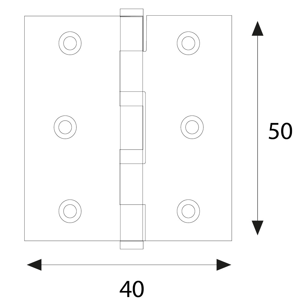 Cerniera acciaio zincato art.838 mm  50 x 40 – pz. 4 Blister koncreto