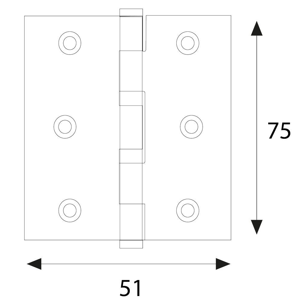 Cerniera acciaio zincato art.838 mm  75 x 51 – pz. 4 Blister koncreto