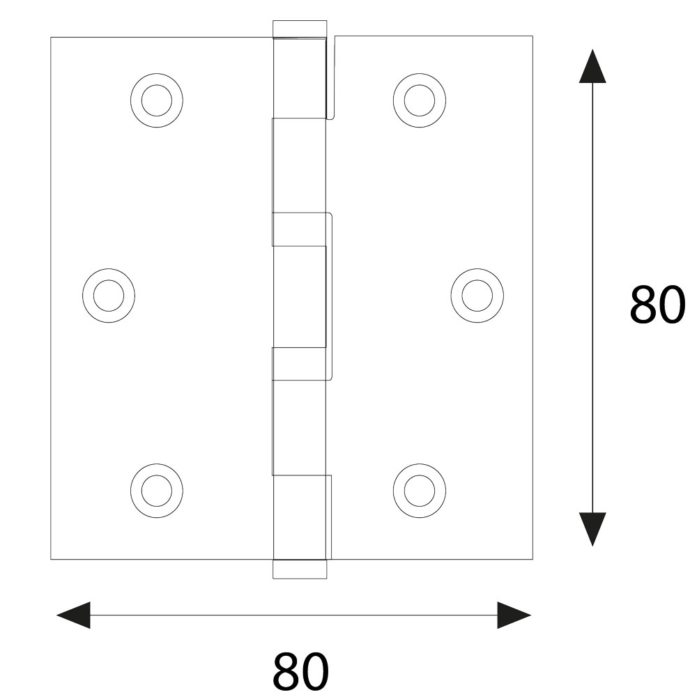 Cerniera quadra in acciaio zincato mm 80 x 80 – pz. 2 Blister koncreto