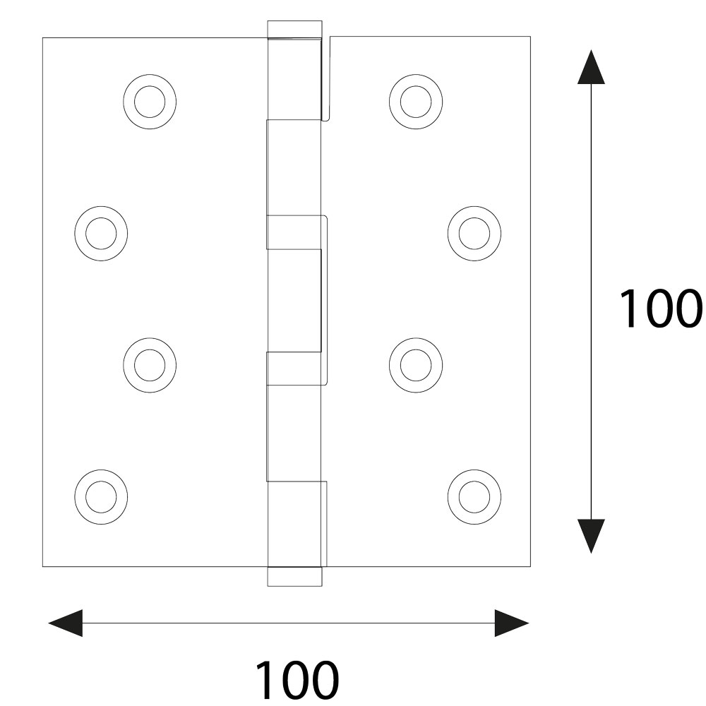 Cerniera quadra in acciaio zincato mm 100 x 100 – pz. 2 Blister koncreto