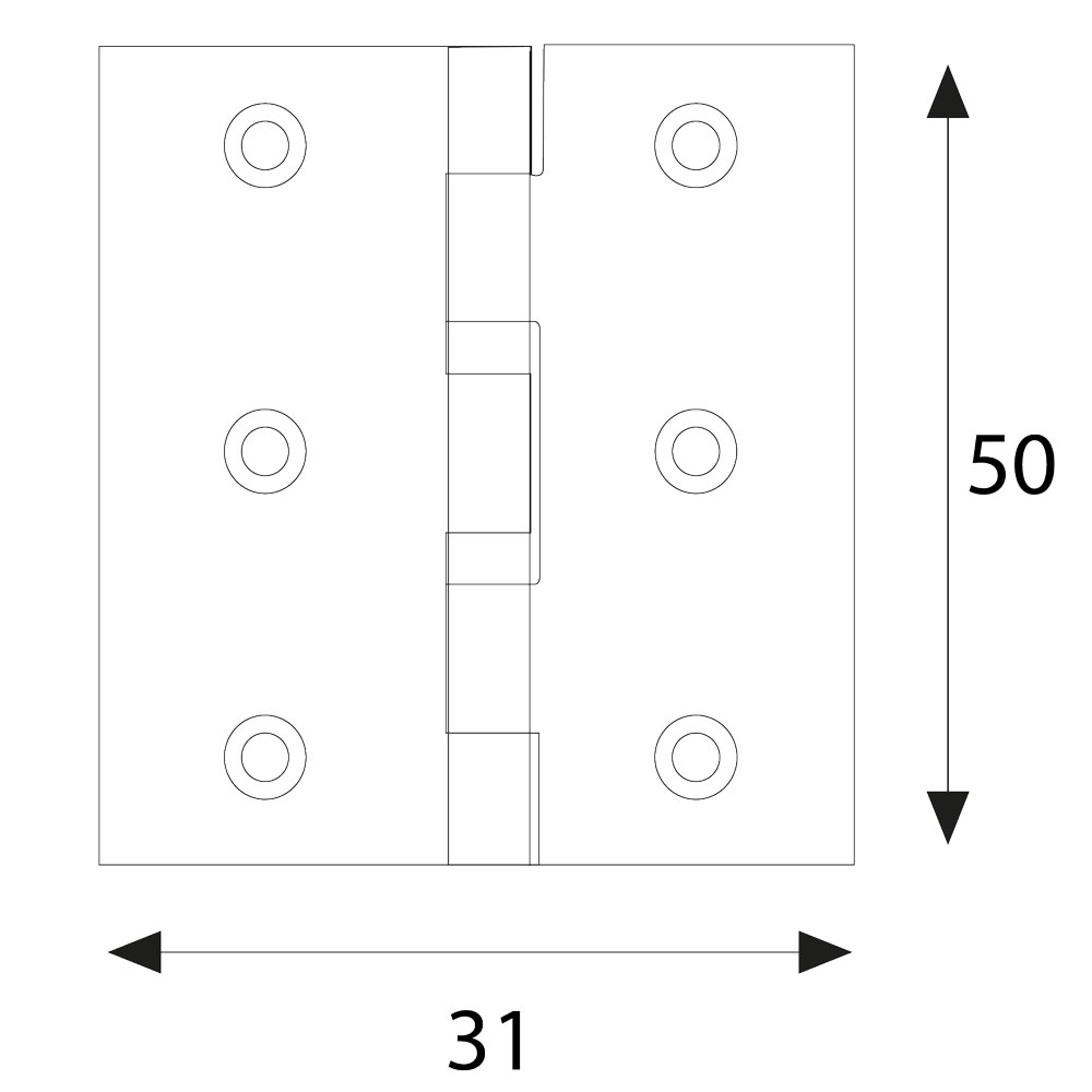 Cerniera in acciaio inox art.120in mm. 50 x 31 – pz. 2 Blister koncreto